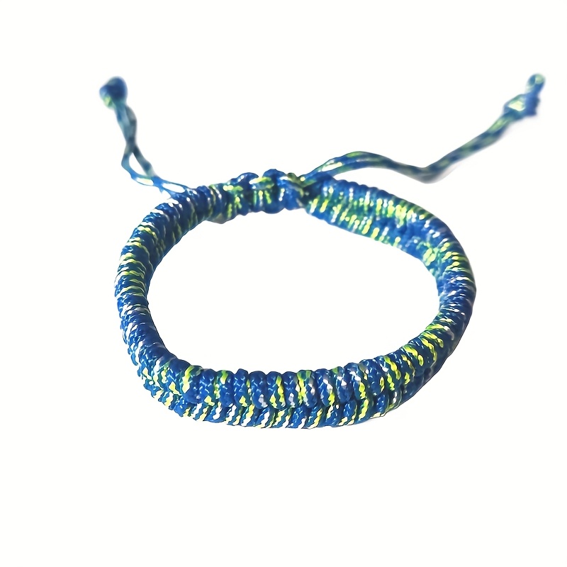 Adjustable Braided Nylon Rope Bracelet Colorful Striped Camping Accessory